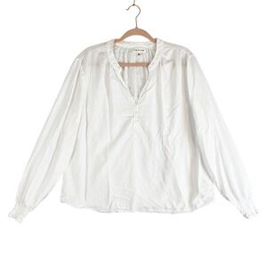 Cloth & Stone White Tencel Lyocell Peasant Blouse XL C1049-654-303